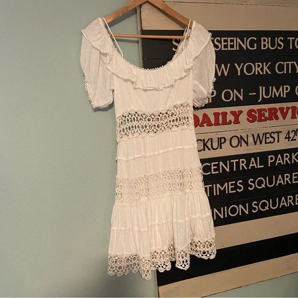 Free People Mixed Emotions White Mini Dress - as seen on White Lotus - Picture 8 of 9